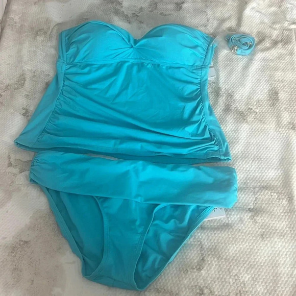 Jantzen Vamp Bandeau Tankini Top and Bikini Bottom Size 12 - Picture 5 of 7